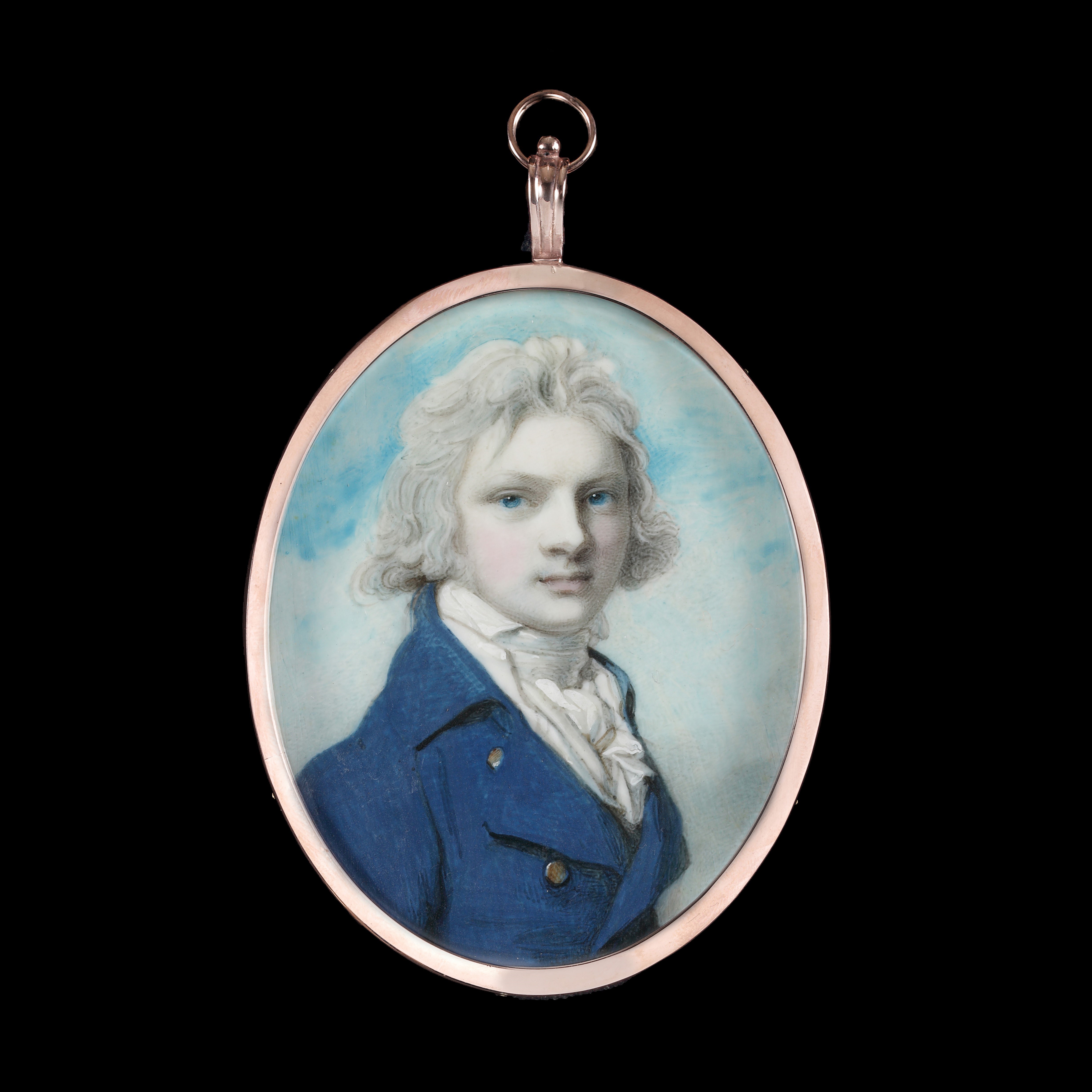Portrait of William Joseph Denison (1770-1849), facing right, in a blue coat, with a white waistcoat and cravat